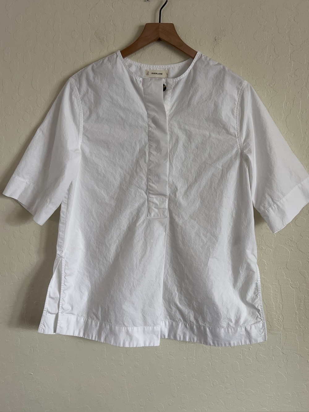 Everlane White Short-Sleeve Popover Shirt